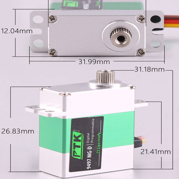 PTK 9497 MG-D 9g Микро Digital Сервопривод с металлическим рулевым механизмом, бесколлекторный двигатель для радиоуправляемых самолетов, вертолетов и вертолётов
