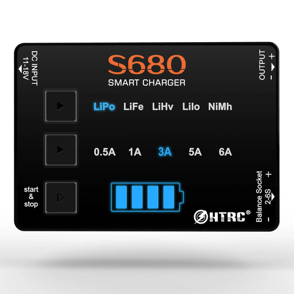 HTRC 80W 6A Mini Smart Battery Charger For 1-6s LiFe/LiHv/Lilon/Lipo Battery 1-15s Nimh Balance RC Charger Car Model Toys