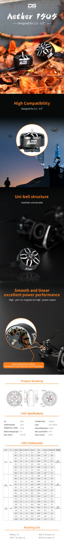 DeepSpace Aether 1505 4000kv 4S Brushless Motor 2mm Shaft 12N14P for RC FPV 2.5-3.5inch FPV Freestyle Racing Cinewhoop Drone-6
