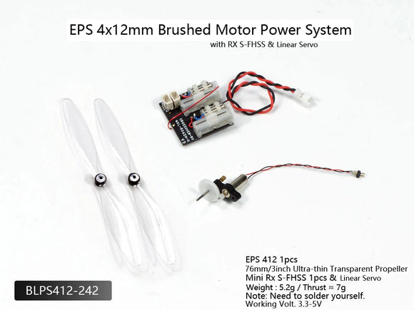DW Hobby Sistema di alimentazione Micro Brushed per mini aeroplani RC da interno 4x12 eliche con motore a spazzole e ricevitori Micro Servo inclusi