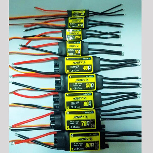 HTIRC 1PCS HTIRC Hornet Fixed Wing Series 12A 20A 30A 40A(2-4S/2-6S) 60A 80A Brushless ESC for RC Model Airplane Helicopter Parts - ESC at ZoneFPV