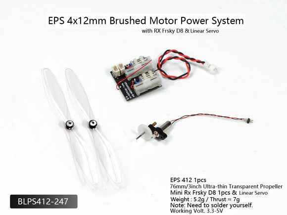 DW Hobby Sistema di alimentazione Micro Brushed per mini aeroplani RC da interno 4x12 eliche con motore a spazzole e ricevitori Micro Servo inclusi