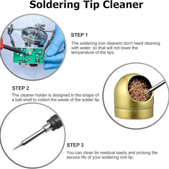 1-14Pcs Soldering Iron Tip Cleaner Desoldering Ball Cleaning Nozzle Tip Clean Brass Wire Sponge Copper Wire Cleaner Ball Tools
