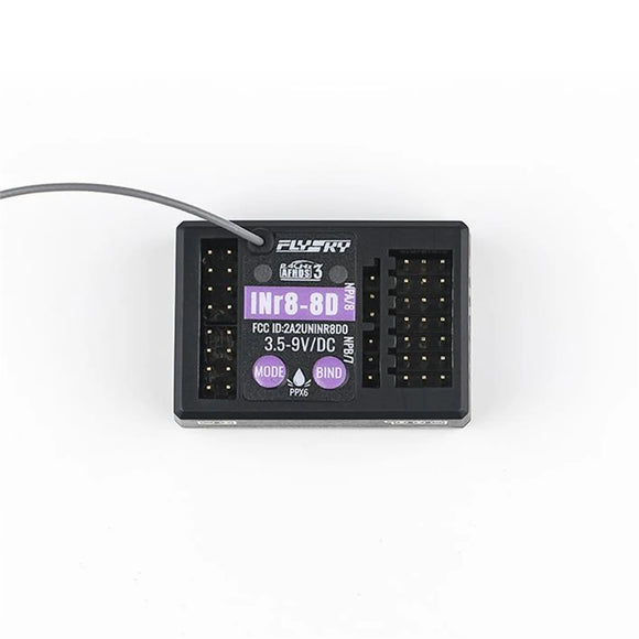 Flysky INr8-8D Ricevitore RC impermeabile a 2,4 GHz 8 canali AFHDS 3 con controllo luci integrato, compatibile con NB4 NB4+ NB4PRO NB4 PRO