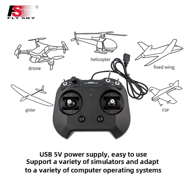 FlySky FS-SM001 8CH 6CH Simulator Controller DRL Liftoff DCL Freerider ...