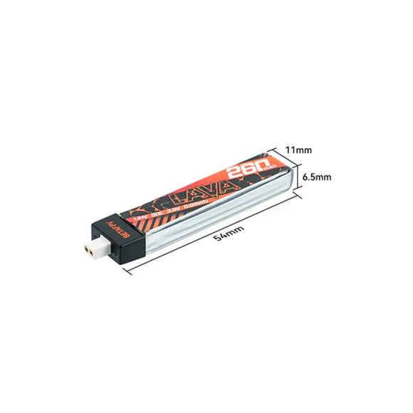 Betafpv LAVA 1S 260mAh 80C Battery (5PCS) 3.8V 0.98Wh for Racing Drones Air65 BT2.0 Connector