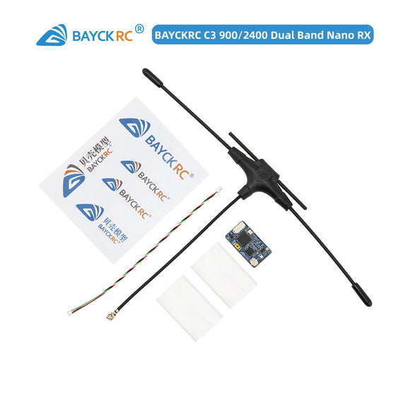 BAYCKRC C3 900 2400 Dual Band RX TCXO ExpressLRS ELRS Receiver Single Antenna Handles Multiple Frequencies 868/915/2.4Ghz