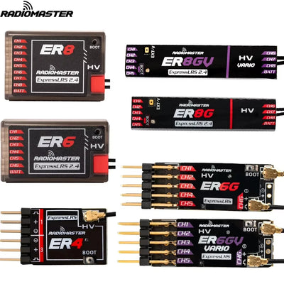 RadioMaster Radiomaster PWM Receiver ER4 4CH/ER6 ER6G ER6GV 2.4G 6CH/ER8 ER8G ER8GV 8CH CRSF ExpressLRS 2.4Ghz 100mw for Aircraft Boat Car - Receivers at ZoneFPV