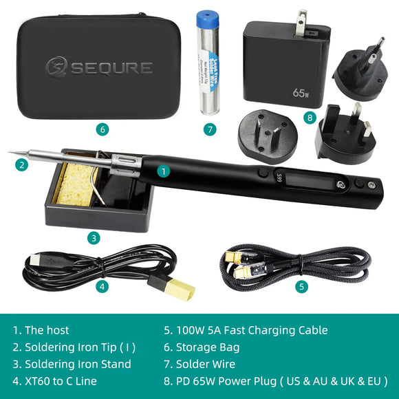 SEQURE S99 Soldering Iron Compatible with JBC245 Tip Support PD|QC|DC|PPS Power Supply for Drone RC Model Welding Repair Tool