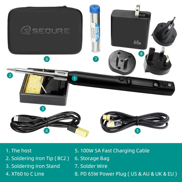 SEQURE S99 Soldering Iron Compatible with JBC245 Tip Support PD|QC|DC|PPS Power Supply for Drone RC Model Welding Repair Tool