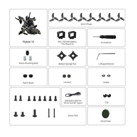 FLYWOO Flybee 16 HD O4 2S Ultralight FPV Drone 1003 14800KV F405 BGA Flight Control WITH O4 Air Unit Mini RC Drone Quadcopter