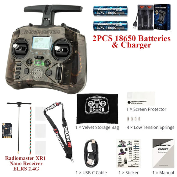 RADIOMASTER Pocket Radio Controller M2 FCC/LBT Hall Gimbal EdgeTX Transmitter ELRS CC2500 with BAT RP1 Receiver for FPV Drone