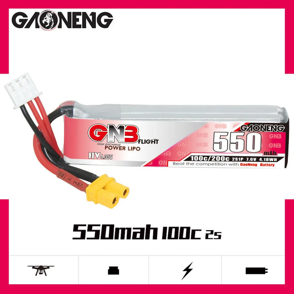 GNB HV 7.6V 550mAh 100C/200C Lipo Battery Tinyhawk For RC Helicopter Quadcopter FPV Racing Drone Spare Parts 2S Battery