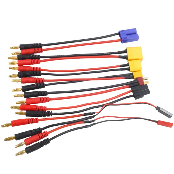 Brand New15cm Multi-Interface Charger Cable XT30/XT60/XT90/EC5/TRX/Dupont /JSTto 4mm Banana Plugs for Lipo Battery Silicone Wire