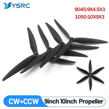 1/2Pairs 9045/1050 9/10inch 3-Blade Propellers Black-Carbon Reinforced Nylon CCW+CW for 9 inch 10inch Frame RC FPV Drone Parts