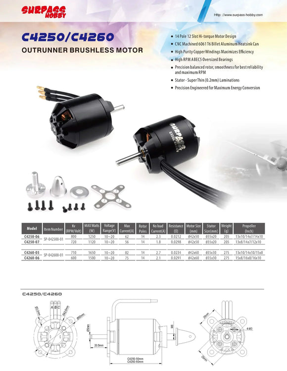 Moteur brushless SURPASS HOBBY 2822 2830 3530 3542 3548 4250 4260 5055 5065 pour avion RC à voilure fixe, drone de course FPV, quadricoptère