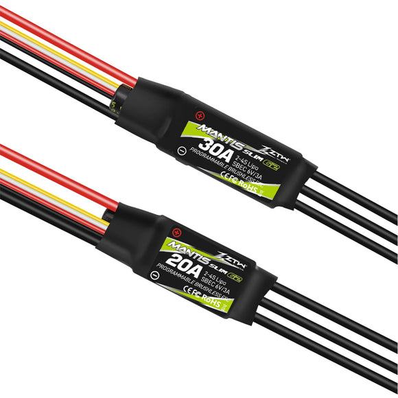 ZTW Mantis Slim G2 20A/30A ESC 2-4S SBEC 5V/3A Bidirectional Speed Controller For RC Airplane Fixed-wing Indoor F3P 3D/4D Flying
