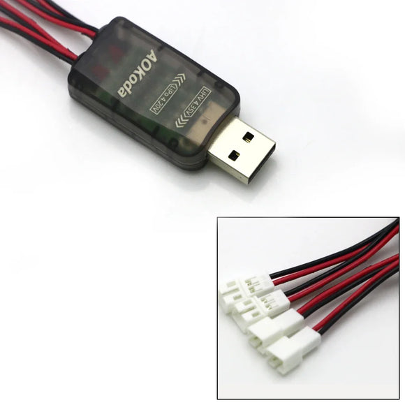 Caricabatterie USB CX405 PH2.0 a 4 canali, interfaccia mCPX adatta per caricabatterie al litio 1S, caricabatterie ad alta tensione da 4,35 V.