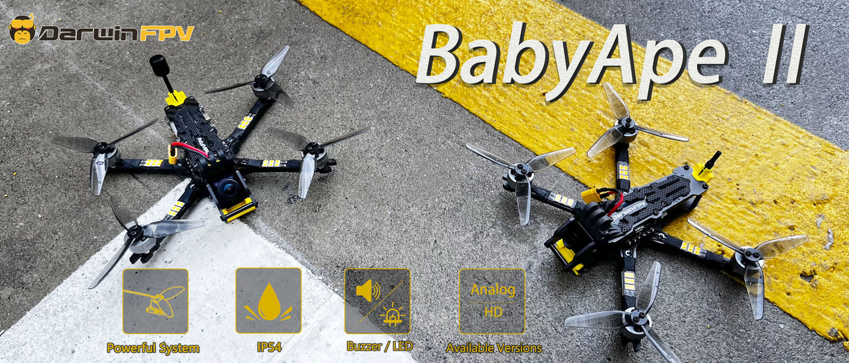 DarwinFPV BabyApe II 3.5inch FPV Racing Drone F411 30A ESC 1504 Motor ...