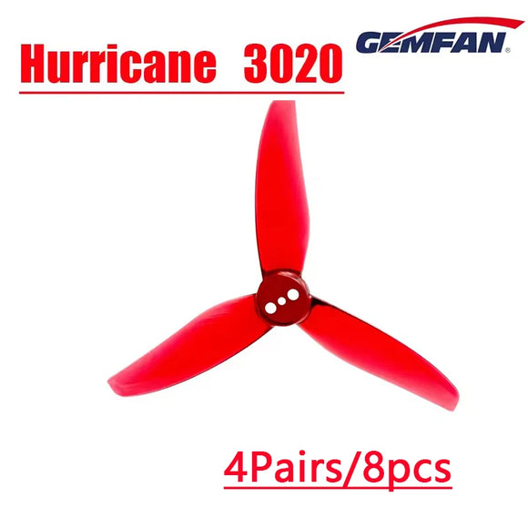4Pairs Gemfan Hurricane 3020 3-Blade 3 Hole PC Propeller 1.5mm for RC FPV Racing Freestyle 3inch Toothpick Cinewhoop Ducted
