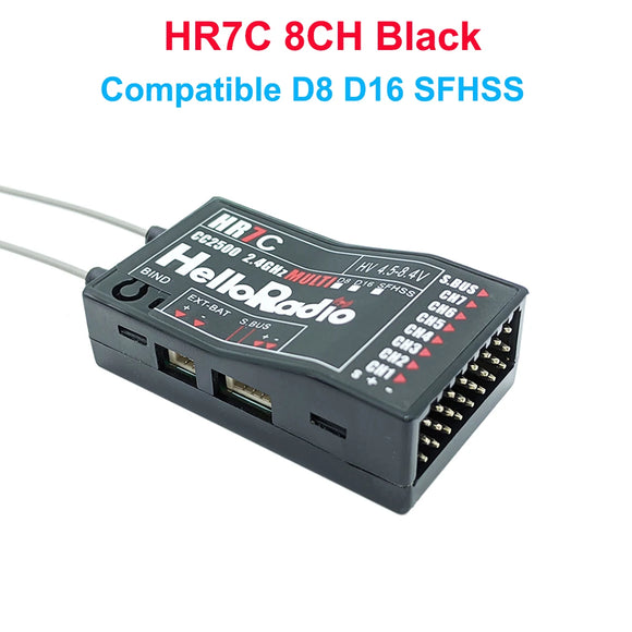 HelloRadio HR7C PWM 8CH Receiver CC2500 Chip Compatible D8 D16 SFHSS Fixed Wing Aircraft Model Remote Control Drone Airplane