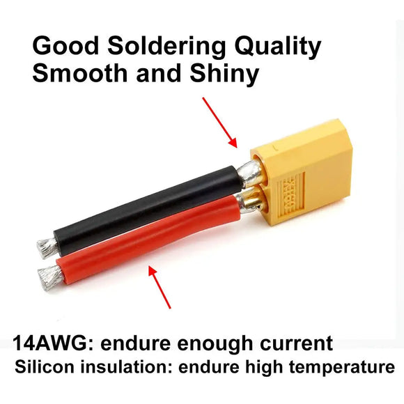 5 Pairs XT60 Plug Connector Female and Male with 14AWG 57MM Silicon Wire for RC Lipo Battery Cable Drone Car Boat