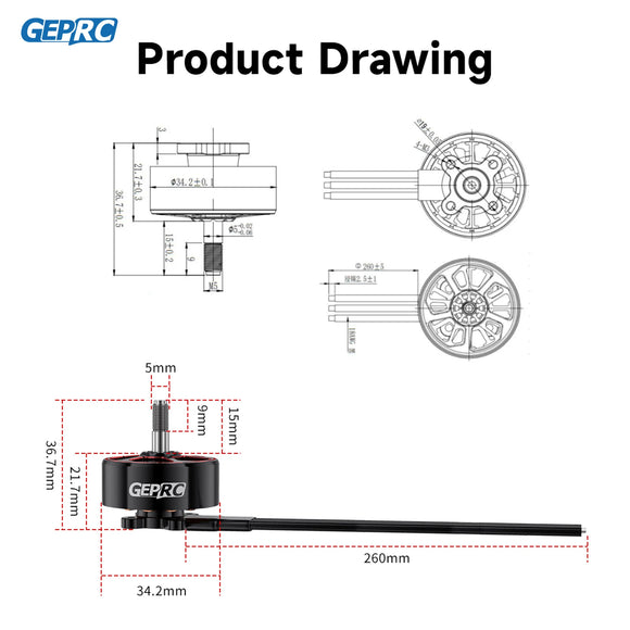 GEPRC SPEEDX2 2809 V1.1 Motor Brushless Black with 7/8 Inch MOZ7 RC FPV Racing Drone Multicopter Accessories