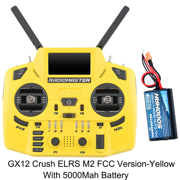 Radiomaster GX12 Crush 1000HZ 3D Digital CNC Hall Gimbal Dual Band Antenna emini XROSSBAND EXpressLRS Radio Controller