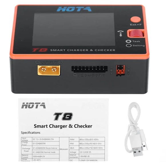 HOTA T8 650W 22A XT60 1-8S Intelligent Charger Checker for a wide range of devices NiZn/Nicd/NiMH Battery RC Drone Spares