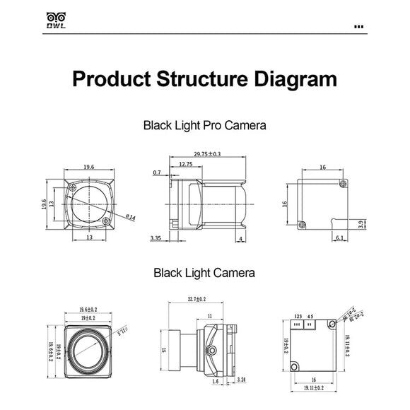 Axisflying OWL Black Light PRO Camera CVBS 1800TVL 1/1.8" Sensor PAL NTSC 19*19MM For RC FPV Drone Quadcopter