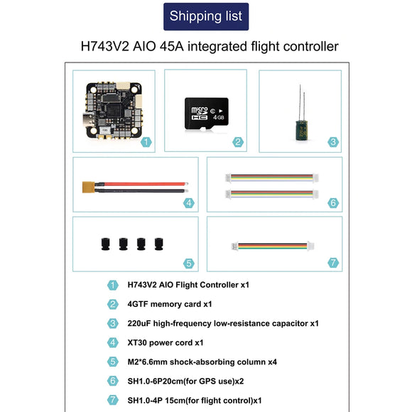 MicoAir H743 V2 AIO 45A 2-6S AM32 All-in-one flight control and ESC Support PM PX4 INAV