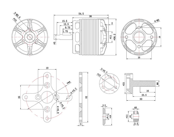 T-MOTOR AS2814 2-4S KV900 KV1050 KV1200 KV2000 Длинновальный 3D F3A Авиационное питание