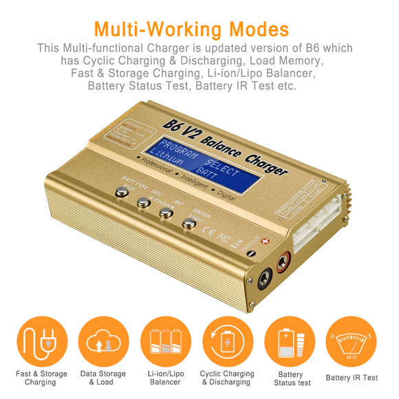 IMAX B6V2 Balance Charger 80W Professional Digital Lipo Discharger for Li-ion Lipo LiFe NiCd NiMH LiHV PB Battery