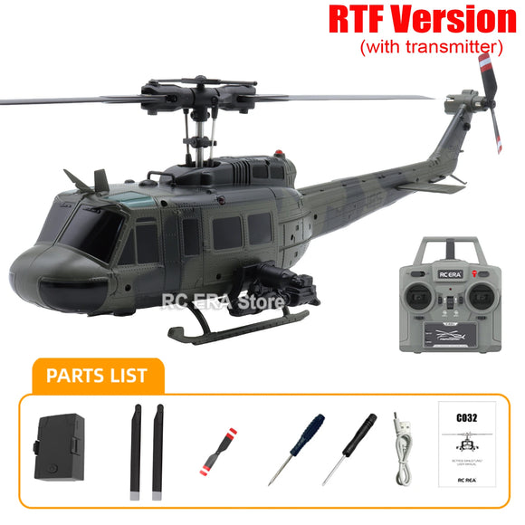 RC ERA C032 UH1 Huey Weathered Marine 6ch RC Helicopter with Optical Flow TOF Auto Stabilized Remote Control Hobby Toys for Boy