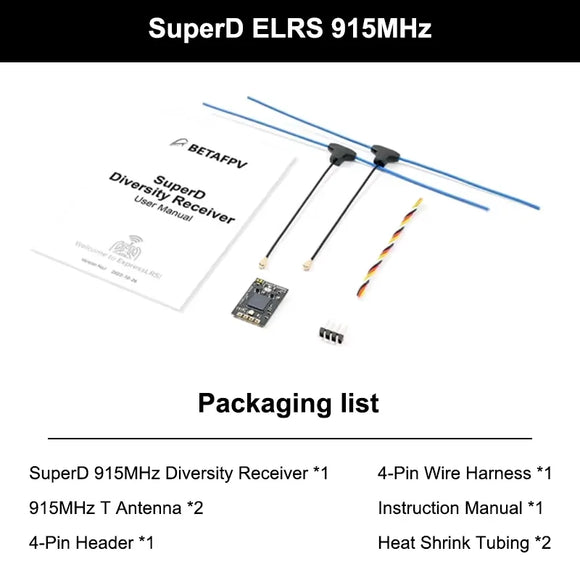 BETAFPV SuperP 14CH/SuperD ELRS 915M/2.4G Diversity Receiver Compatible with RC Model Multi rotor Fixed Wing