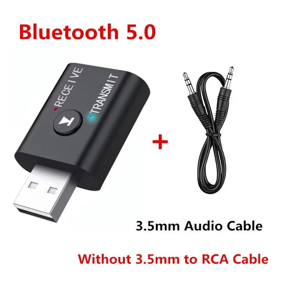Bluetooth 5.0 Transmitter Receiver 3.5mm AUX Jack RCA USB Dongle Stereo Wireless Audio Adapter for TV Car Kit Speaker Headphone