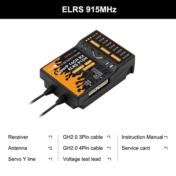 BETAFPV SuperP 14CH/SuperD ELRS 915M/2.4G Diversity Receiver Compatible with RC Model Multi rotor Fixed Wing