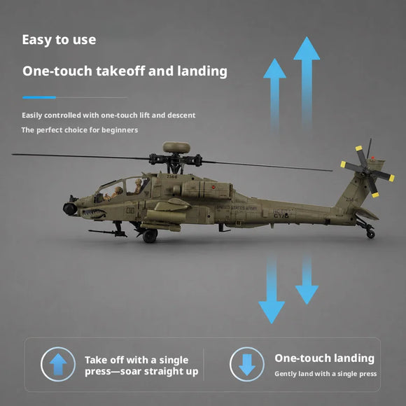 RC ERA C170 AH-64D Apache Military RC Helicopter 1:48 6 Channel No Aileron Single Rotor Altitude Hold Stunt RC Airplane for Adul