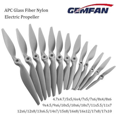 Gemfan 1/2PCS Gemfan APC Glass Fiber Nylon Propeller 5x5/6x4/7x5/8x4/8x6/9x6/10x5/10x7/11x5.5/12x6/13x6.5/14x7/16x8/17x10 Electric Prop - Propellers at ZoneFPV