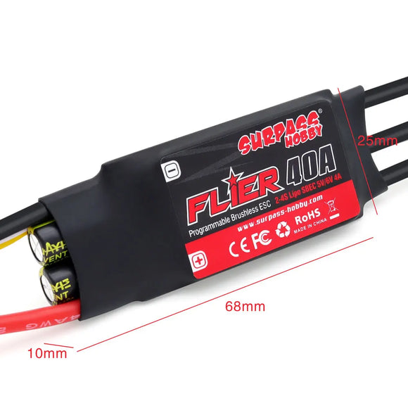 SURPASS HOBBY Flier 20A 30A 40A 50A 60A 80A 100A Brushless ESC Speed Controller with BEC 2-6S for RC Airplanes Helicopter