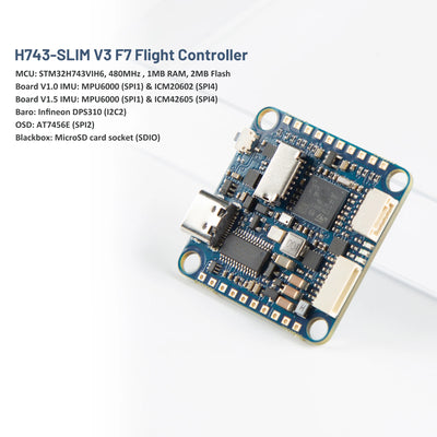 H743 SLIM V3 STM32H743VIT6 5V 2A BEC 2-8S Contrôleur de vol F7 30.5x30.5mm ICM20602 Baro Blackbox pour Drone de course FPV RC - 0