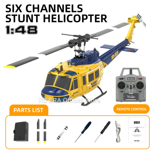 RC ERA C032 UH1 Huey Weathered Marine 6ch RC Helicopter with Optical Flow TOF Auto Stabilized Remote Control Hobby Toys for Boy