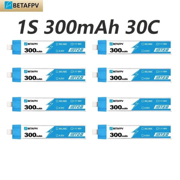BETAFPV BT2.0 1S 300mAh Battery 3.8V 4.35V 30C/60C Lipo for Cetus FPV Googles Tiny Whoop Drone Meteor65