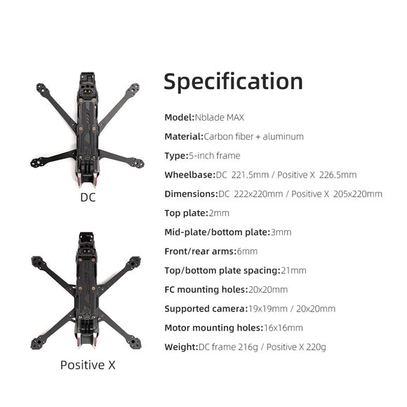 HGLRC Nblade MAX 5inch Ture X / DC Freestyle Cinematic FPV Frame for Freestyle & Cinematic Racing Quadcopter RC Parts NEW