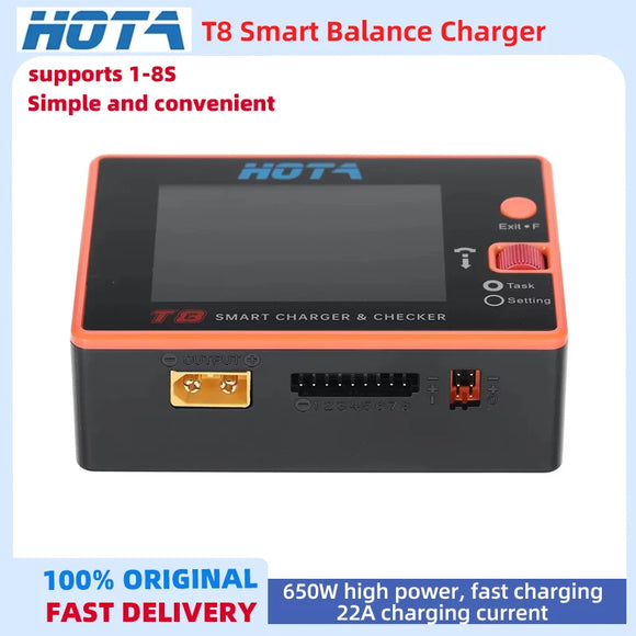 HOTA T8 650W 22A XT60 1-8S Intelligent Charger Checker for a wide range of devices NiZn/Nicd/NiMH Battery RC Drone Spares