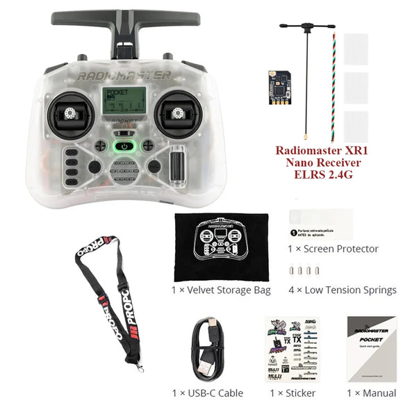 RADIOMASTER Pocket Radio Controller M2 FCC/LBT Hall Gimbal EdgeTX Transmitter ELRS CC2500 with BAT RP1 Receiver for FPV Drone