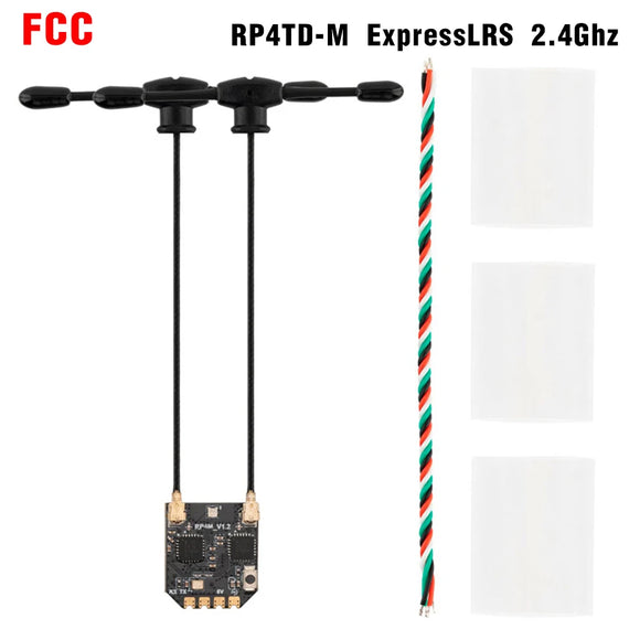 RadioMaster RP4TD-M ExpressLRS T Antenna Receiver 2.4GHz 65mm Support Wifi Upgrade For FPV RC T Antenna Model Aircraft