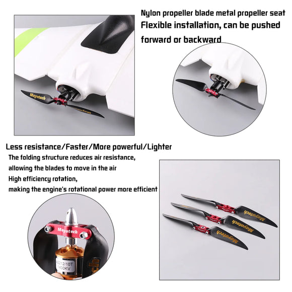 Mayatech 8MM Package for sale model aircraft metal folding propeller + folding nylon propeller fixed wing propeller clamp seat