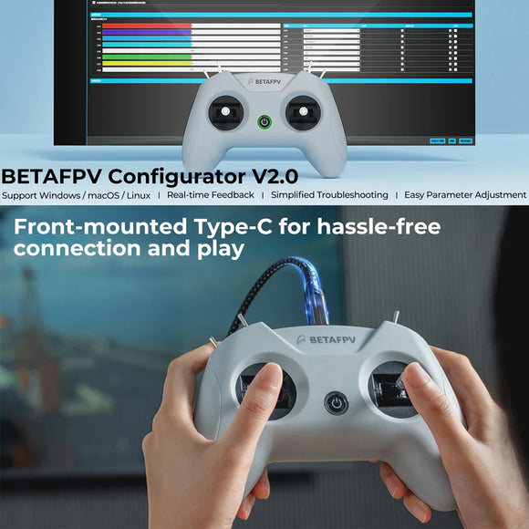 BETAFPV LiteRadio 2 SIM Controller Mode 2 Triple-Mode Simulator Controller 8Channel Type-C Port for DJI /PhoenicRC6 /AeroFlyRC8