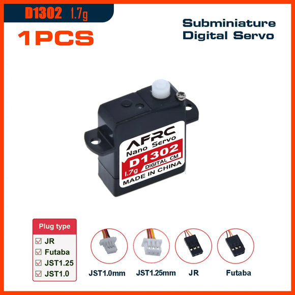 AFRC AFRC D1302 Subminiature Digital Servo 1.7g Coreless Motor for RC Plane Car 0.04ec Fast JST Plug or JR Connector Indoor 3D Flig - Servo at ZoneFPV